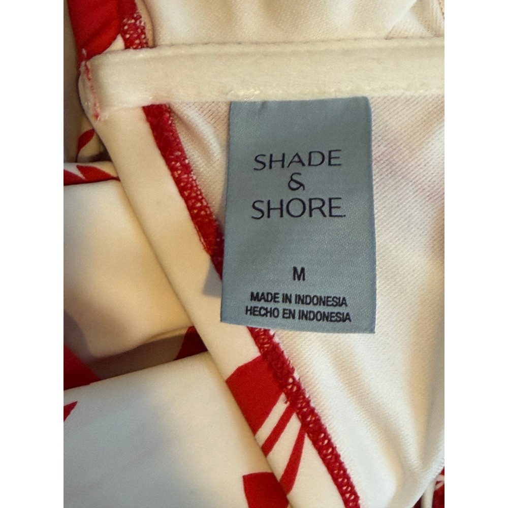 Shade & Shore Red White Floral One Piece Swimsuit Adjustable Straps Medium - Picture 5 of 8